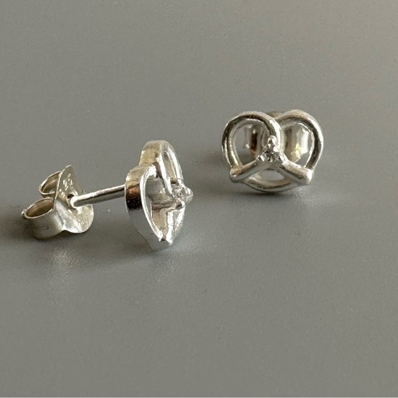 Sterling Silver CZ Pretzel Studs - Picture 4 of 5